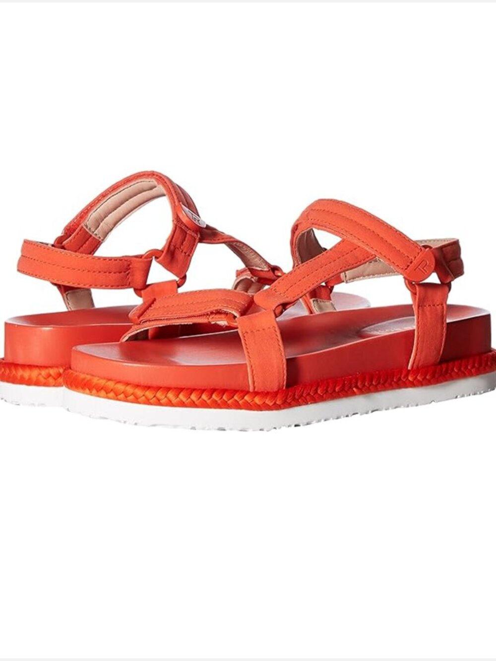 Taryn Rose Lydia Lux Stretch Coral Red Platform Sandals Women US 8.5B